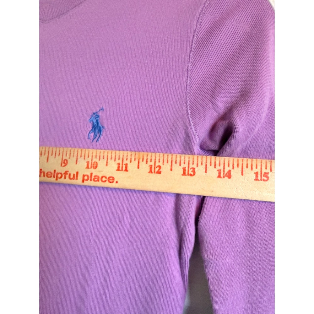 Ralph Lauren Sport Womens XS Lavender Long Sleeve Crew Neck Cotton Pony Logo Tee - Picture 5 of 6